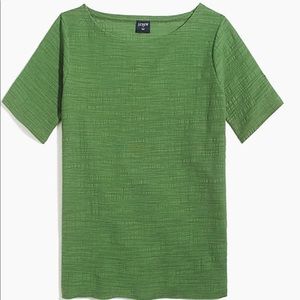 J. Crew Crinkle Open Neck Tee In Green